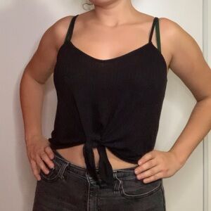 Black ribbed tank